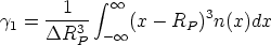             integral 
      -1---   oo          3
g1 =  DR3   - oo (x - RP ) n(x)dx
         P
      