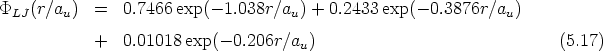 PLJ (r/au)  =   0.7466exp( -1.038r/au) +  0.2433 exp(- 0.3876r/au)

            +   0.01018exp( - 0.206r/au)                               (5.17)
      